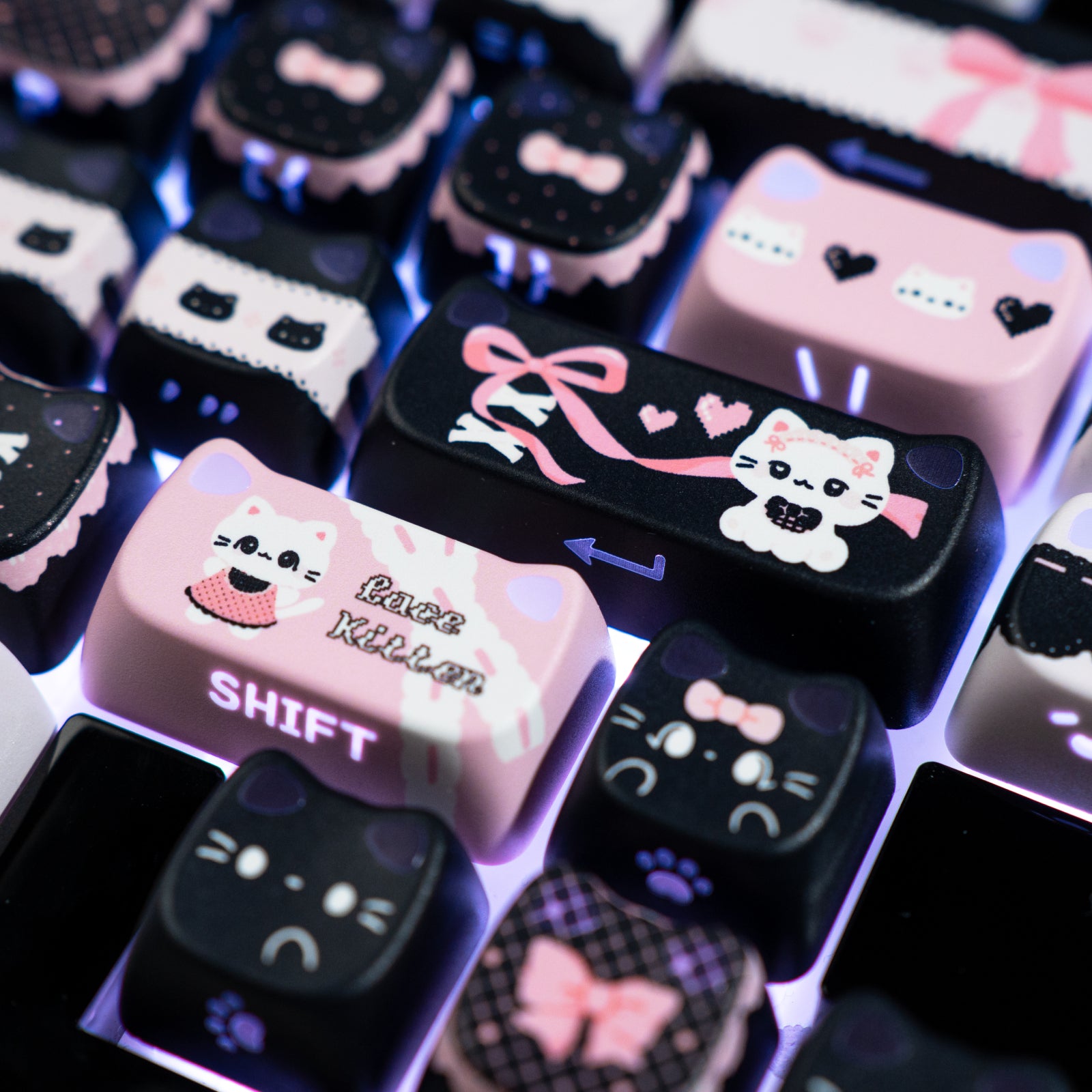 KiiBOOM Pink Meow / Meow Bow Keycap Set