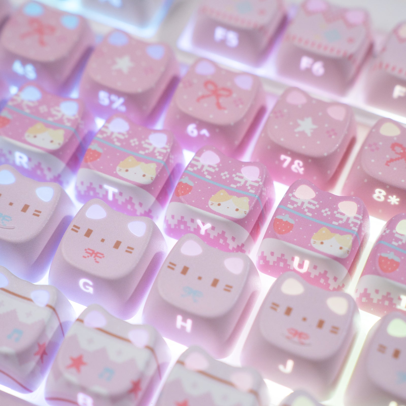 KiiBOOM Pink Meow / Meow Bow Keycap Set