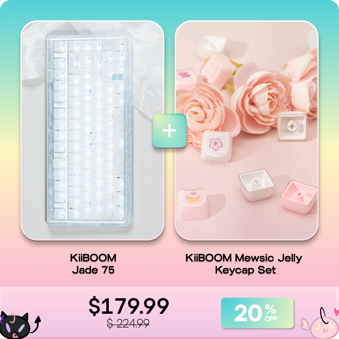 KiiBOOM Jade 75 + KiiBOOM Mewsic Jelly Keycap Set KiiBOOM