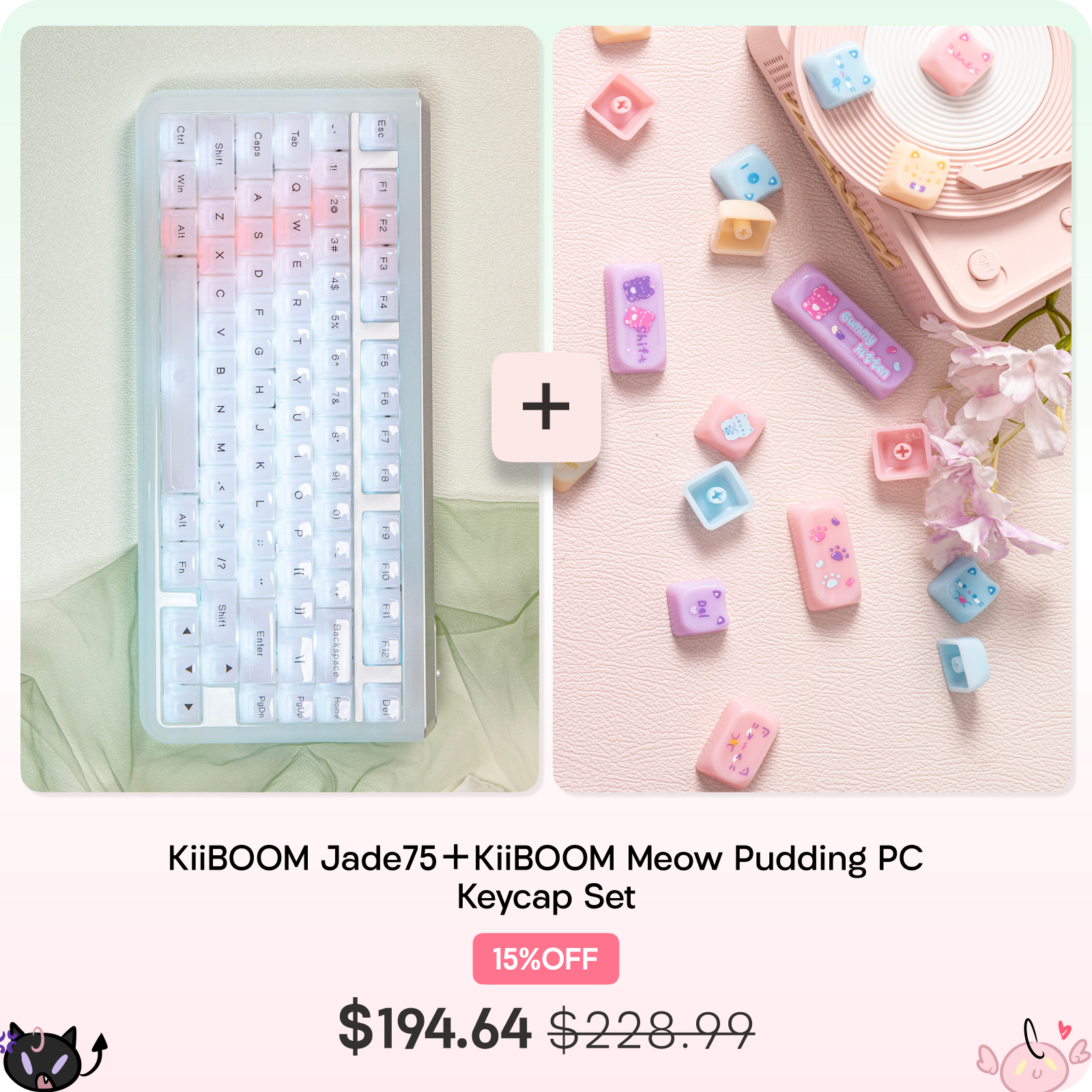 KiiBOOM Jade75＋KiiBOOM Meow Pudding PC Keycap Set