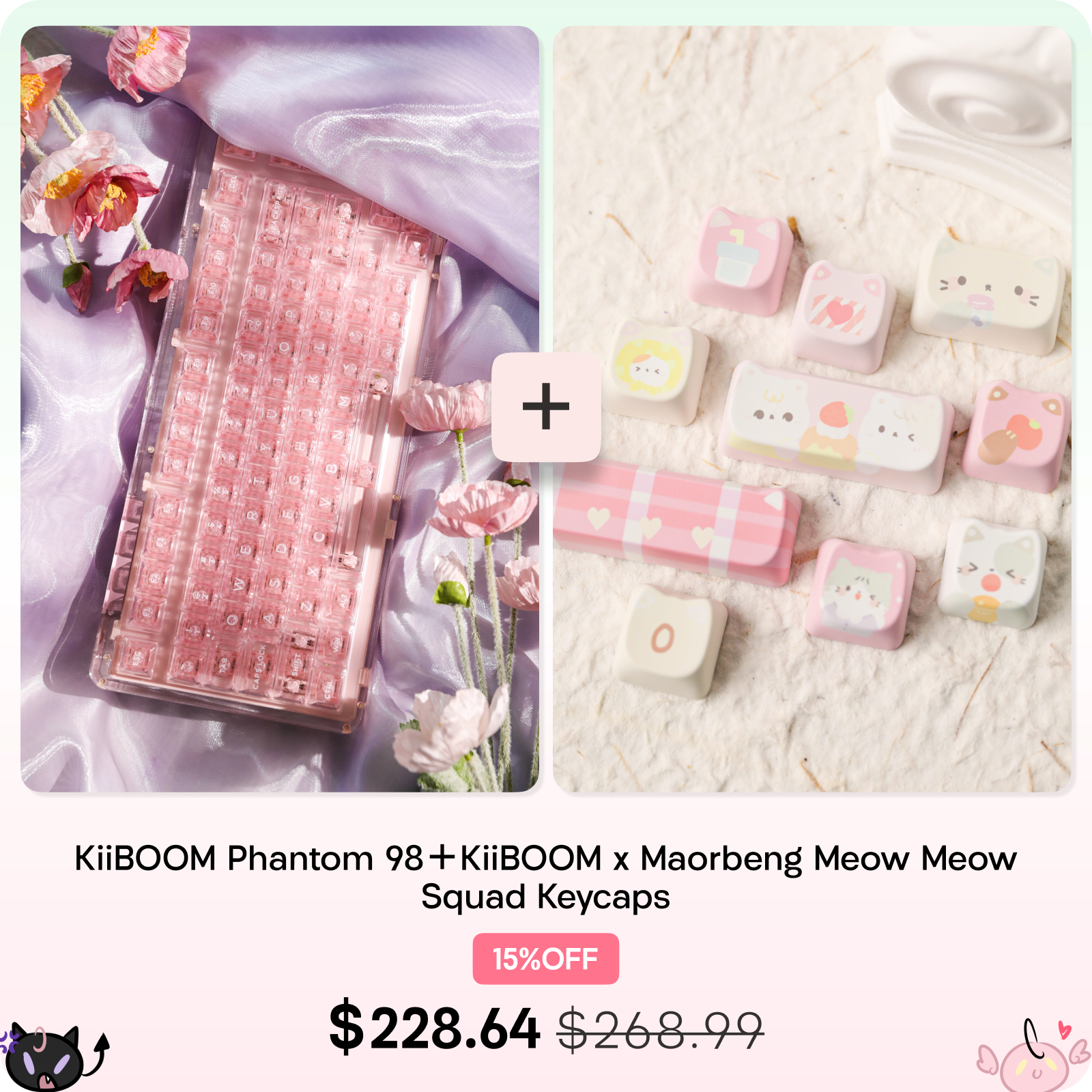 KiiBOOM Phantom 98＋KiiBOOM x Maorbeng Meow Meow Squad Keycaps