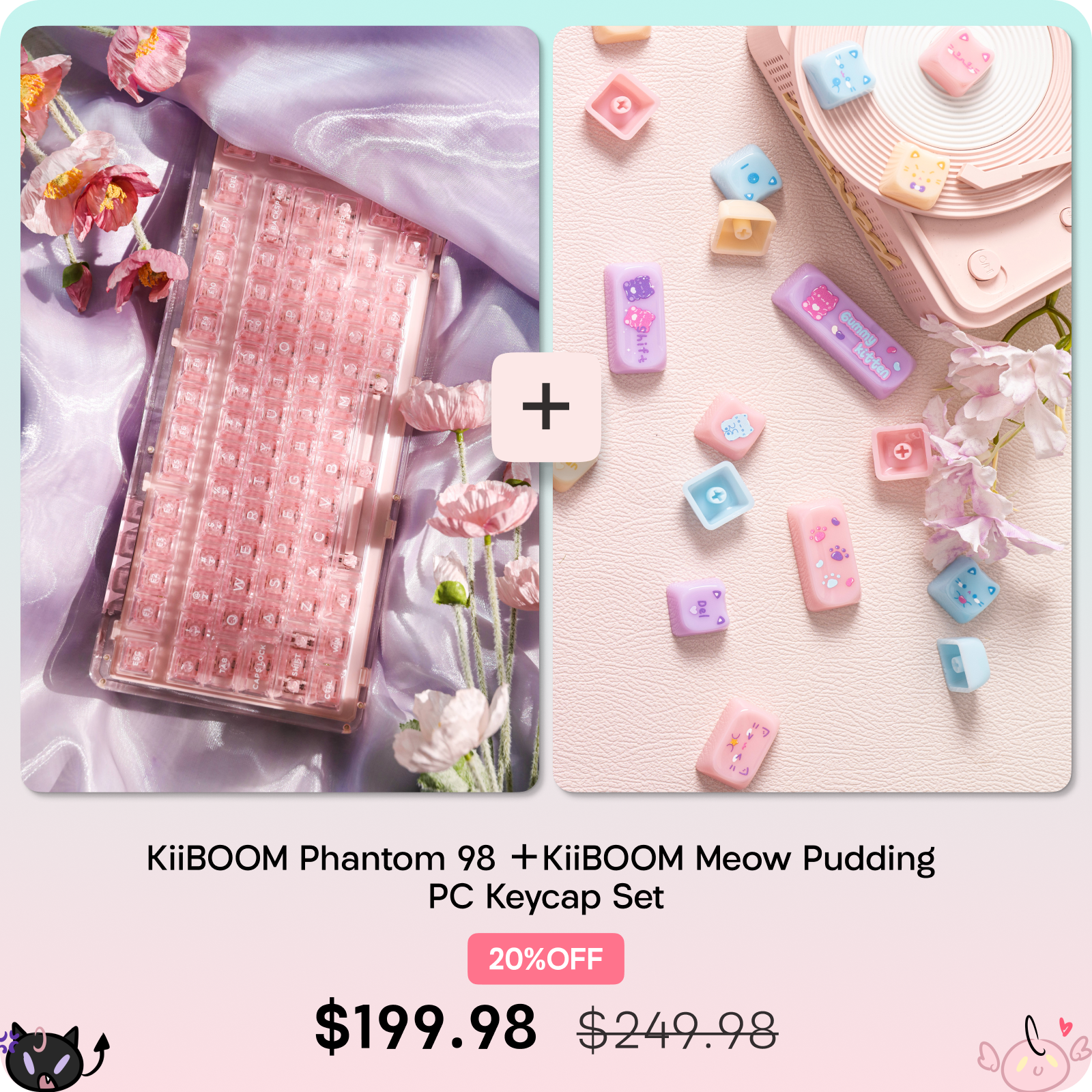 KiiBOOM Phantom 98 ＋KiiBOOM Meow Pudding PC Keycap Set