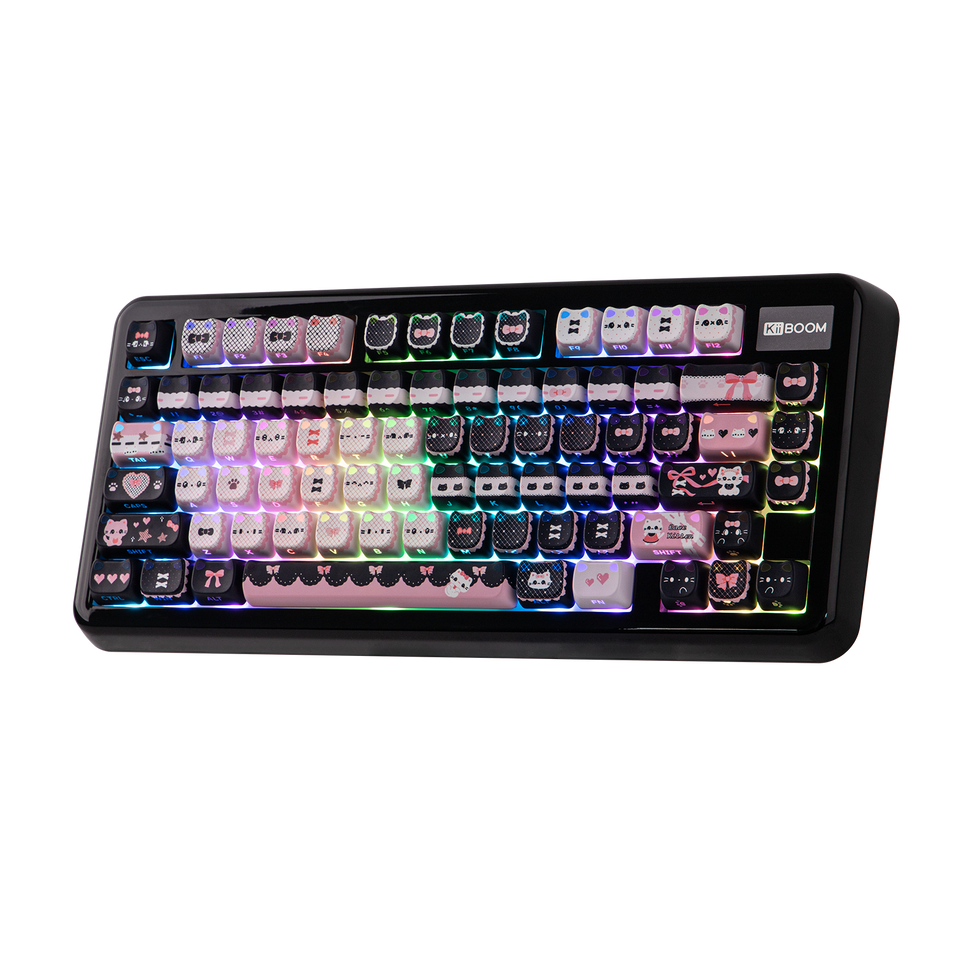 KiiBOOM Pink Meow & Meow Bow Keycap Set