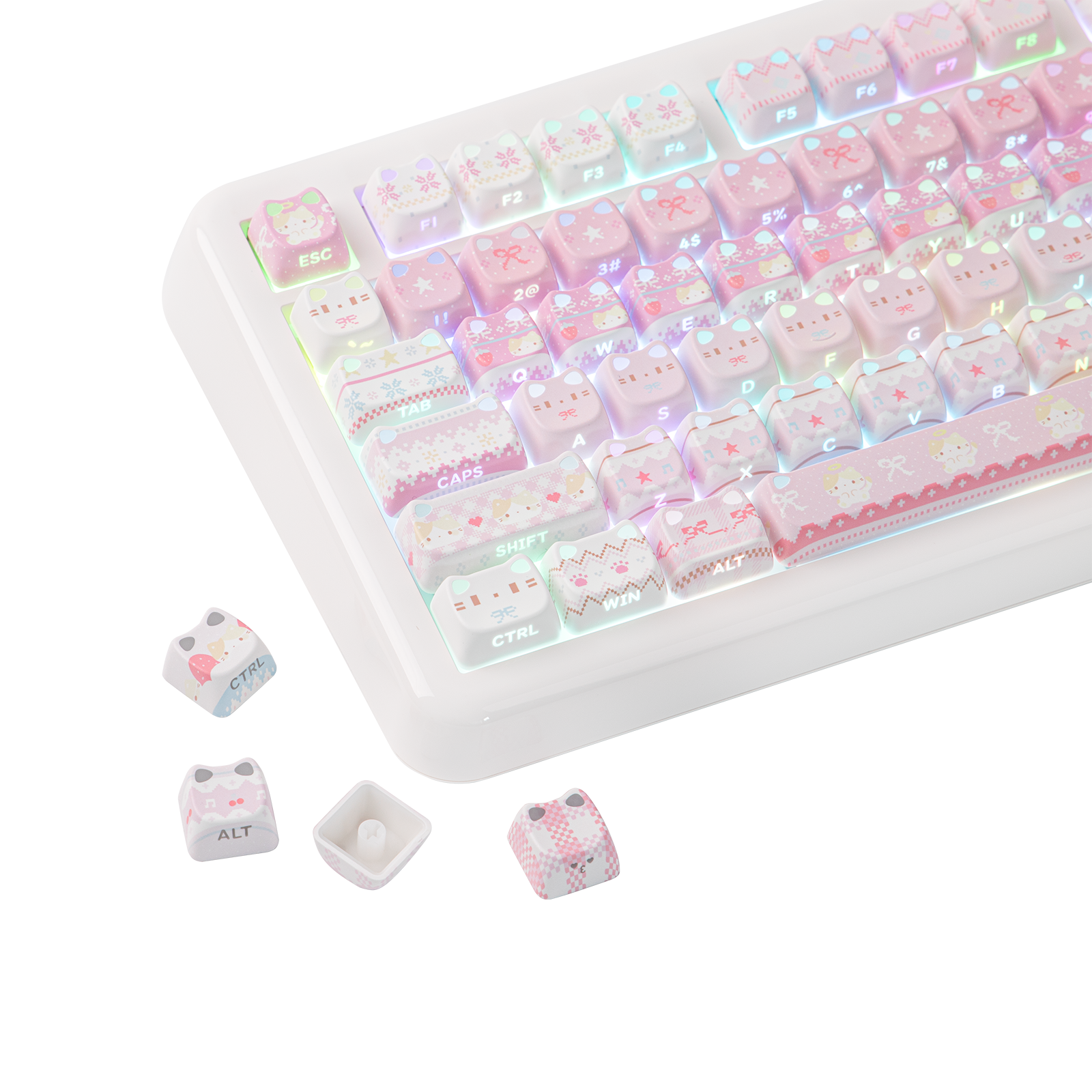 KiiBOOM Pink Meow & Meow Bow Keycap Set KiiBOOM