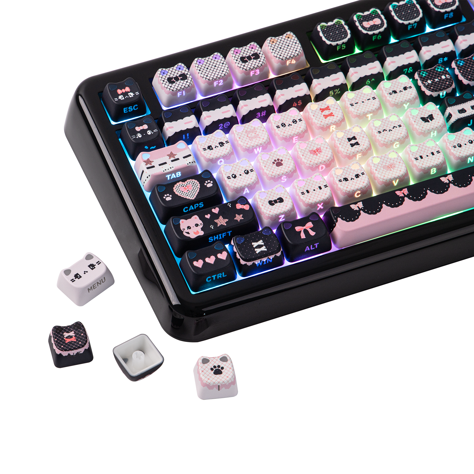 KiiBOOM Pink Meow & Meow Bow Keycap Set KiiBOOM