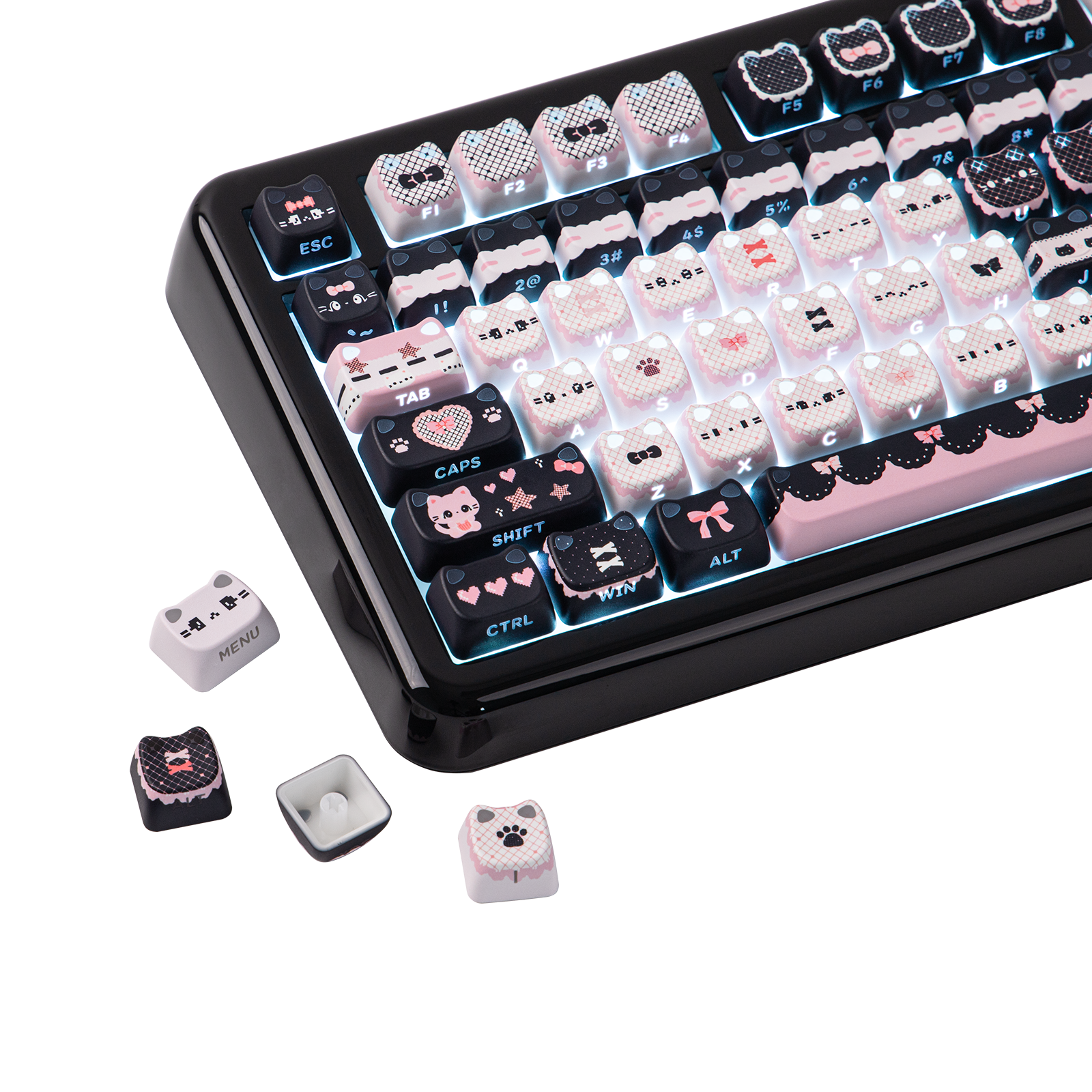 KiiBOOM Pink Meow & Meow Bow Keycap Set KiiBOOM