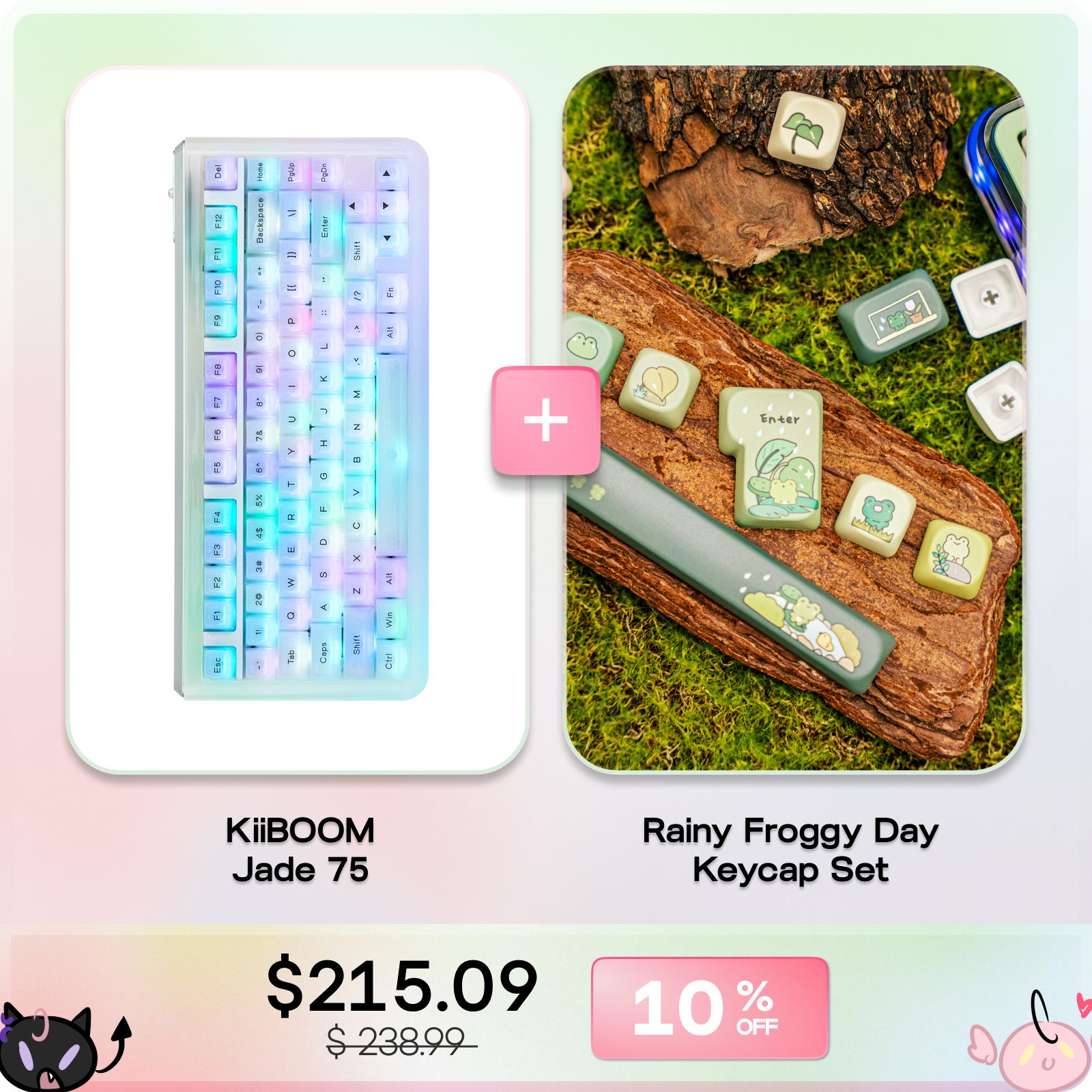 KiiBOOM Jade 75 + KiiBOOM X Cosydiaries Rainy Froggy Day Keycap Set