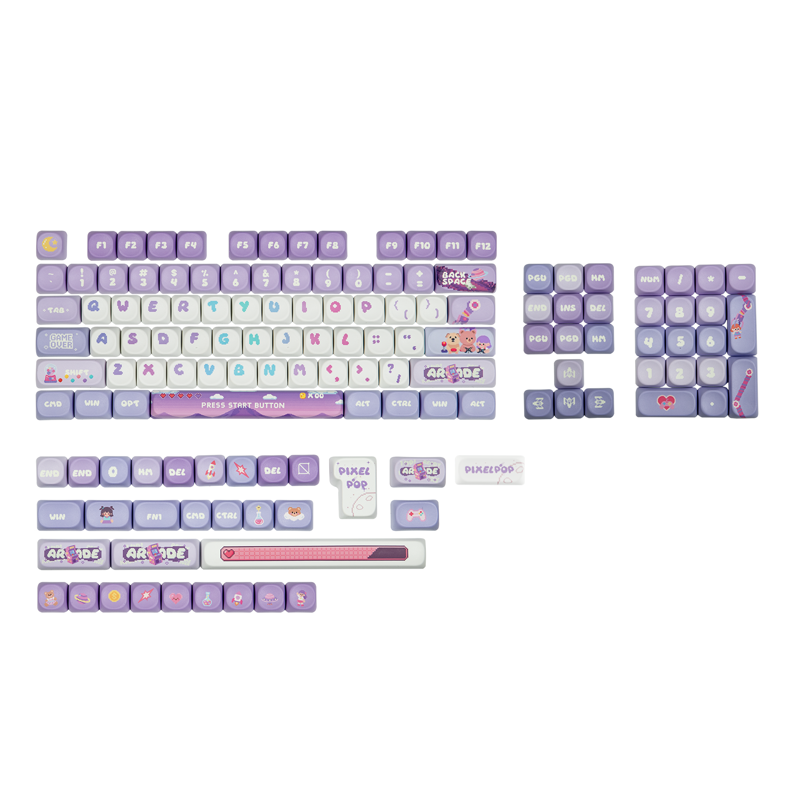 KiiBOOM x PlanetMars Purple Pixelpop Arcade Keycap Set
